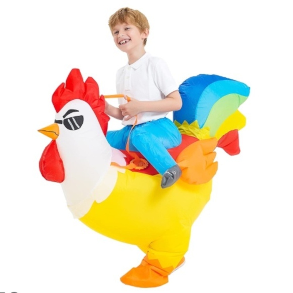 Kids Rooster Ride on inflatable costume one size